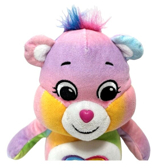 10" Rainbow Heart Care Bear Plush Stuffy Stuffed Bear, Colourful Heart Love, GUC - Picture 2 of 8
